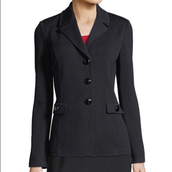 St. John Santana Knit Blazer W/ Pocket Flap Detail
